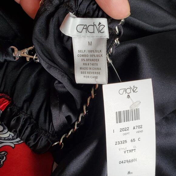 Vtg Cache Silk Scarf Chain Halter Top Blouse M Fairy Goth Witchy Whimsigoth NEW - Picture 6 of 10